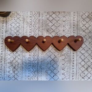 Vintage wooden heart peg rack
